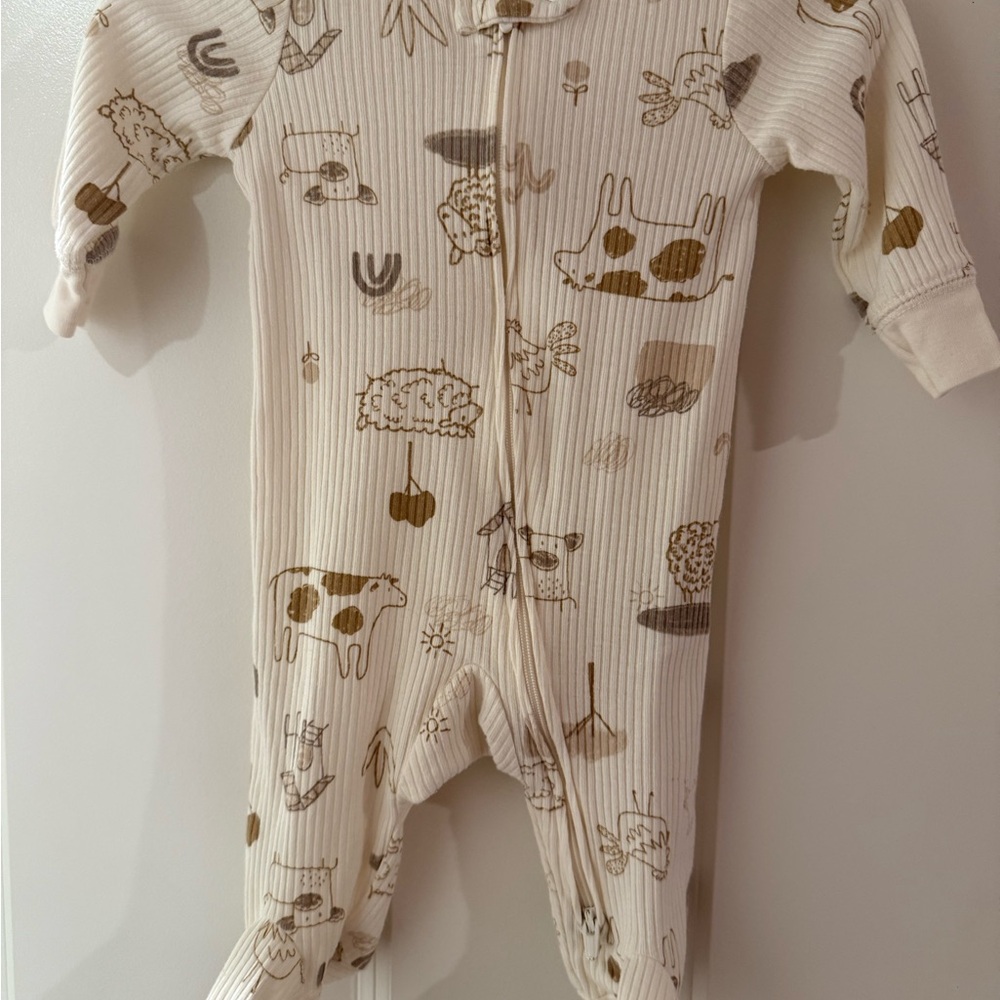 Carter’s Baby Footsie Kids Cream & Brown One Piece Sleeper 0-3 months
